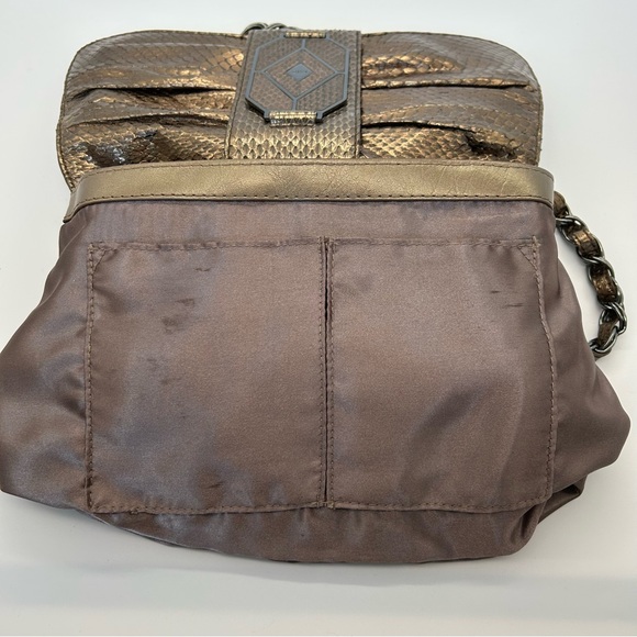 RAFE New York Shoulder Bag Chain Genuine Python Snake Skin Metallic Bronze - Picture 13 of 16